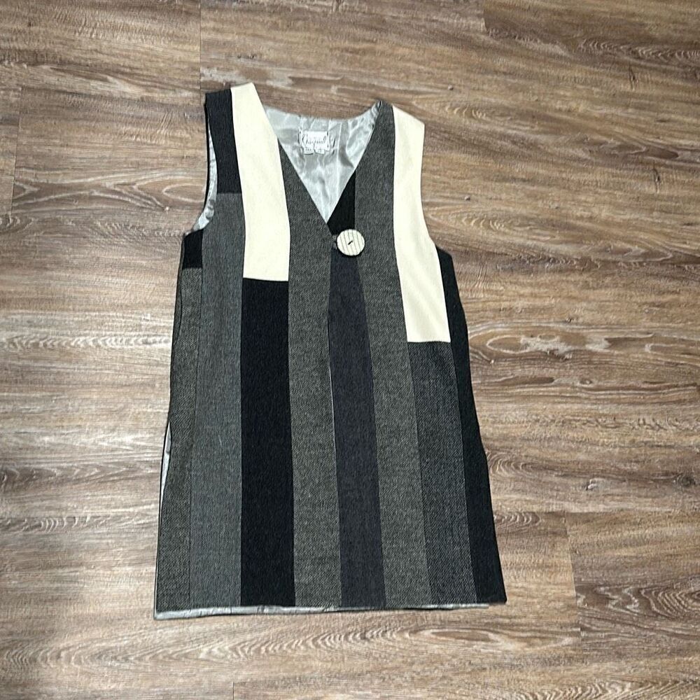Sally Wincze wool vest Lagenlook vintage color block XS S M